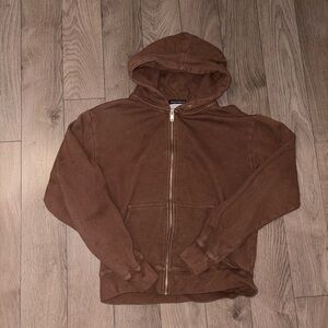Brandy Melville Brown Zip-Up Hoodie